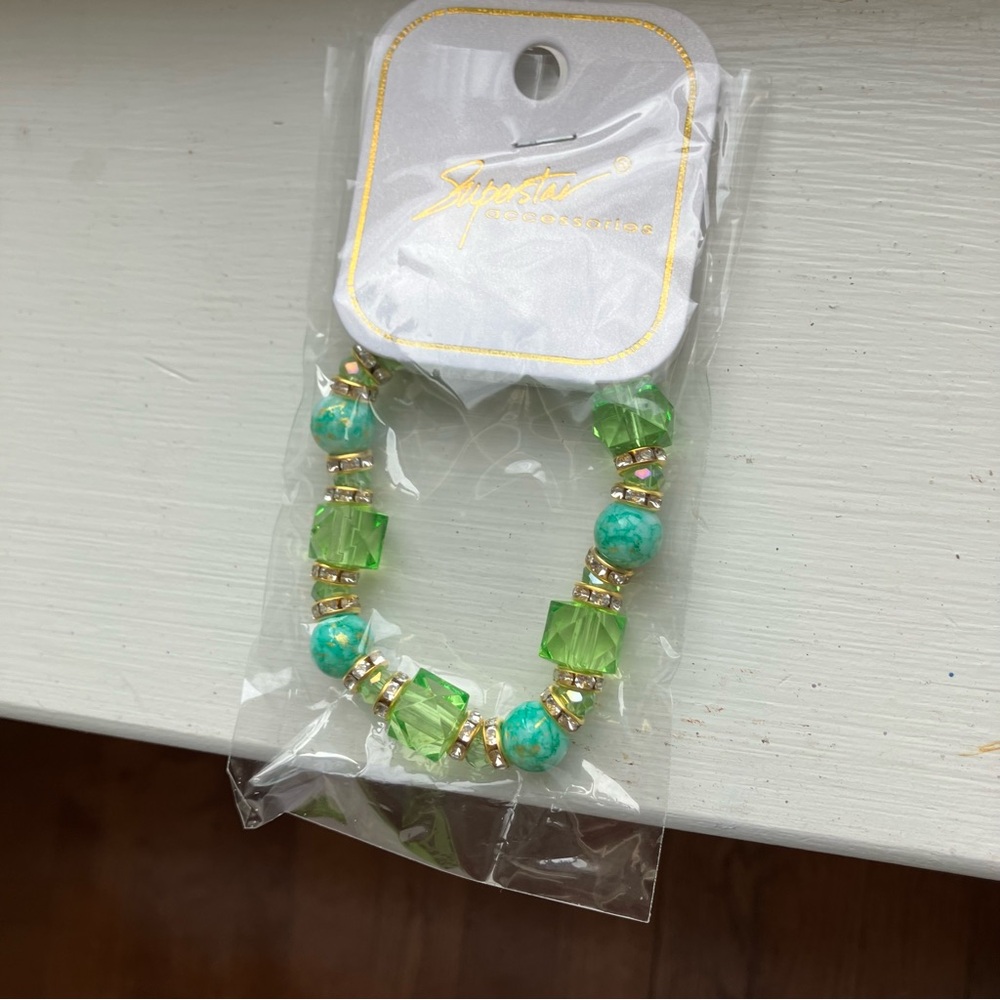 Superstar Acccesories Green Teal Beaded Bracelet